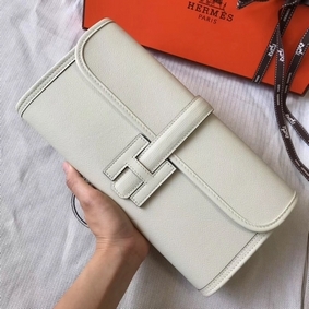 Hermes Jige Elan 29 Clutch In White Epsom Leather Replica HMSU7NDKI1P