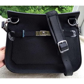 Hermes Jypsiere 31CM Shoulder Bag Calfskin Leather H0880 Black Replica HMS15U9VERK