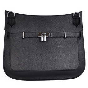 Hermes Jypsiere 34CM Shoulder Bag Silver Hardware Black Replica HMS931COLVO