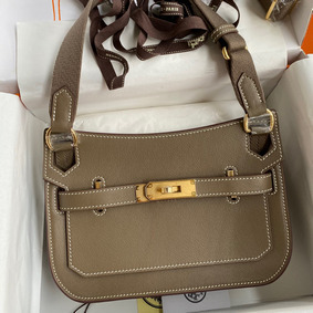 Hermes Jypsiere Mini Handmade Bag In Taupe Swift Calfskin Top Replica HMSB03V82KO
