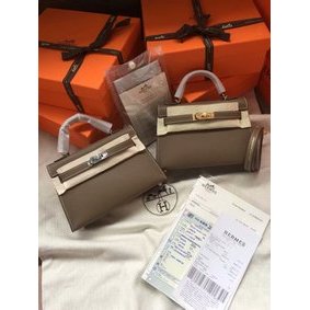 Imitation Hermes Kelly 19cm Shoulder Bags Epsom Leather KL19 dark grey HMSV54ZEDL1