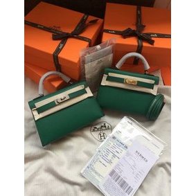 Hermes Kelly 19cm Shoulder Bags Epsom Leather KL19 green Top Replica HMSE75MH313