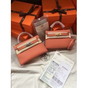 First-class Quality Hermes Kelly 19cm Shoulder Bags Epsom Leather KL19 pink HMS32FT0B91