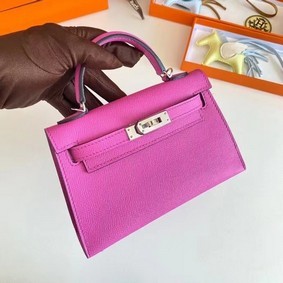 Hermes Kelly 19cm Shoulder Bags Epsom Leather KL19 Silver hardware Lavender Replica HMSPQW131R2
