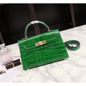 Cheap Hermes Kelly 19cm Tote Bag crocodile Leather KL19 green HMSCUXHUZWT
