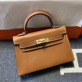 Cheap Hermes Kelly 20cm Tote Bag Original Epsom Leather KL20 Camel HMSDN7MU4JX