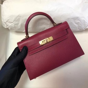 Hermes Kelly 20cm Tote Bag Original Epsom Leather KL20 fuchsia Top Replica HMSA8C7X48N