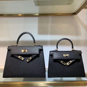 Hermes Kelly 22cm 25cm Tote Bag Original Epsom Leather Bag KL22 KL25 Black 1:1 Replica HMSTSI3JZN5