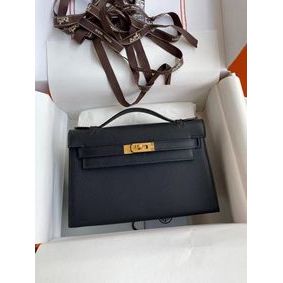 Hermes Kelly 22cm Tote Bag Original Leather KL22 Black Replica HMS67V594UM