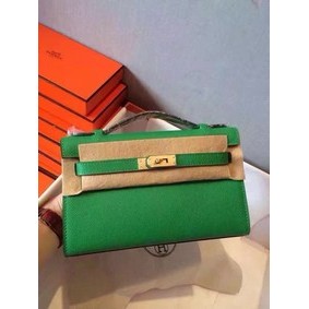 Cheap Hermes Kelly 22cm Tote Bag Original Leather KL22 Green HMSA268829R
