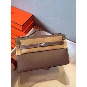 Hermes Kelly 22cm Tote Bag Original Leather KL22 Grey 1:1 Replica HMSTFW49KBN