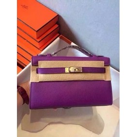 Hermes Kelly 22cm Tote Bag Original Leather KL22 Purple HMS3NUL9M7G
