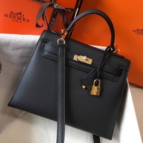 Hermes Kelly 25cm Sellier Bag In Black Epsom Leather HMSI426BS1Q