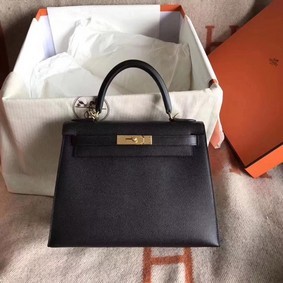 Hermes Kelly 25cm Tote Bag Original Epsom Leather Bag KL25 Black Top Replica HMS7J0E80X3