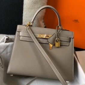 Hermes Kelly 28cm Bag In Gris Asphalt Epsom Leather GHW 1:1 Replica HMS12J02S8K