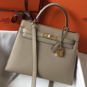 Hermes Kelly 28cm Bag In Gris Tourterelle Epsom Leather GHW Top Replica HMS4VFS97RV