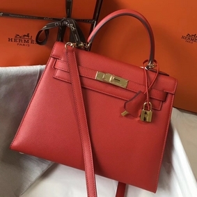 Hermes Kelly 28cm Bag In Red Epsom Leather GHW Replica HMSOY4RX74G