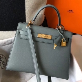 Replica Hermes Kelly 28cm Bag In Vert Amande Epsom Leather GHW HMSMODYM5B9