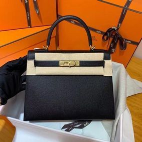Hermes Kelly 28cm Shoulder Bags Epsom Leather KL28 Black 1:1 Replica HMSY6322E2O