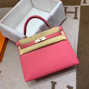 Replica Hermes Kelly 28cm Shoulder Bags Epsom Leather KL28 pink HMSKN5LJSWA