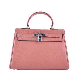 Hermes Kelly 28cm Shoulder Bags Light Pink Grainy Leather Silver HMS5ALH8QPZ