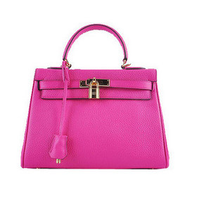 Hermes Kelly 28cm Shoulder Bags Peach Grainy Leather Gold Top Replica HMSI48KUVW5