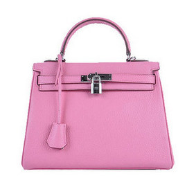 Hermes Kelly 28cm Shoulder Bags Sakura Grainy Leather Silver 1:1 Replica HMS7ZP4P9H7