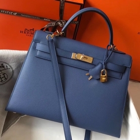 Best Quality Hermes Kelly 32cm Bag In Blue Agate Epsom Leather GHW HMS2EZ95G8D