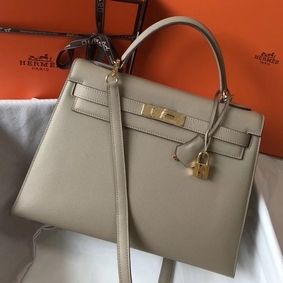 Hermes Kelly 32cm Bag In Gris Tourterelle Epsom Leather GHW Top Replica HMSA7I8V3T1