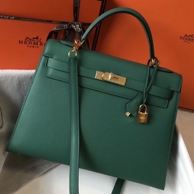 Hermes Kelly 32cm Bag In Vert Vertigo Epsom Leather GHW Replica HMSBII8V039