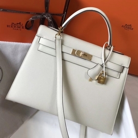 Hermes Kelly 32cm Bag In White Epsom Leather GHW Replica HMS13EZ5UY6