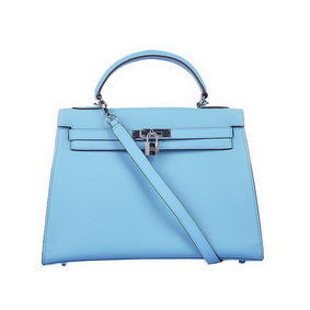 Cheap Hermes Kelly 32cm Bags Togo Leather Light Blue HMS5N687AZD
