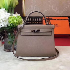 Hermes Kelly 32cm Shoulder Bag Grey TOGO Leather KY32 Silver HMSA6KIN57T