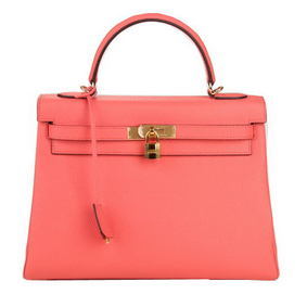 Cheap Hermes Kelly 32cm Shoulder Bag Pink Original Leather K32 Gold HMSCG25TYO1
