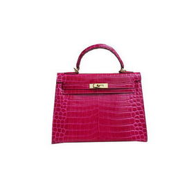 Imitation Hermes Kelly 32cm Shoulder Bag Rose Croco Patent Leather K32 Gold HMSXMMD3TU6