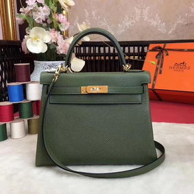 Hermes Kelly 32cm Shoulder Bag TOGO Leather KY32 Green HMS6JAC1QB9