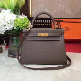 Imitation Hermes Kelly 32cm Shoulder Bag TOGO Leather KY32 Grey HMSH6B8GW68