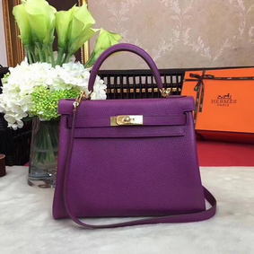 Imitation Hermes Kelly 32cm Shoulder Bag TOGO Leather KY32 Purple HMS05596F09