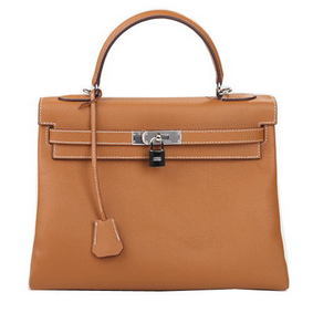 Hermes Kelly 32cm Shoulder Bag Wheat Original Leather K32 Silver 1:1 Replica HMSH92W8153