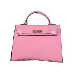 Fake Hermes Kelly 32cm Shoulder Bags Grained Leather Pink HMSGQ5942F6