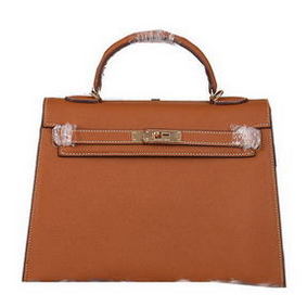 Hermes Kelly 32cm Shoulder Bags Grained Leather Wheat 1:1 Replica HMSLQ5NW5C3