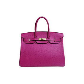Hermes Kelly 35cm Handle Bag Peach Ostrich Leather Gold Replica HMSTC75R22N