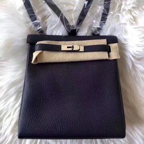 Hermes Kelly Ado Backpack H2398 Black Replica HMSO11A13K3