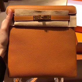 Hermes Kelly Ado Backpack H2398 Orange Top Replica HMS0LEX9SUH