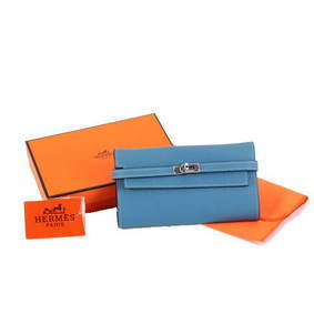 Hermes Kelly Bi-Fold Wallet A708 Blue Top Replica HMS1RZ9129D