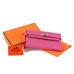 Hermes Kelly Bi-Fold Wallet A708 Roseo Replica HMS09P3S79Y