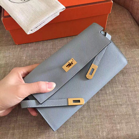 Hermes Kelly Classic Long Wallet In Ciel Epsom Leather Replica HMS26Z920U0
