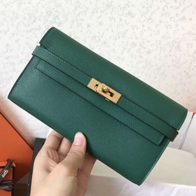 Cheap Hermes Kelly Classic Long Wallet In Malachite Epsom Leather HMS07YE6784