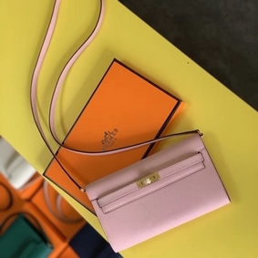 Cheap Hermes Kelly Classique To Go Wallet In Pink Epsom Calfskin HMS0W19332M