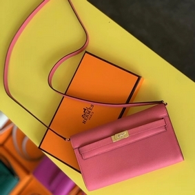 Hermes Kelly Classique To Go Wallet In Rose Lipstick Epsom Calfskin 1:1 Replica HMS8Q6OBUPB